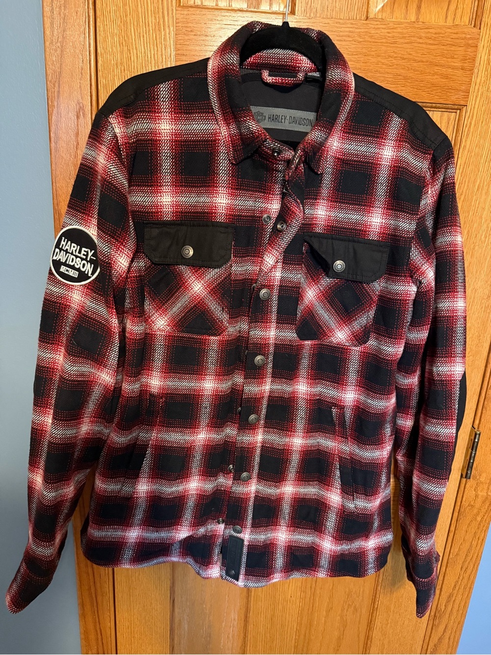 Harley-Davidson Men’s Red & Black Plaid Button-Front Shirt Jacket